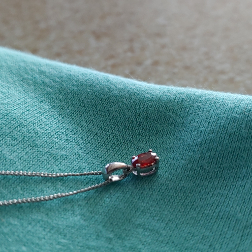 Classic Oval Ruby Solitare 925 Sterling Silver Necklace